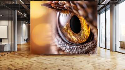  A tight shot of a lizard's eye with a blurred circle of incoming light from its center Wall mural