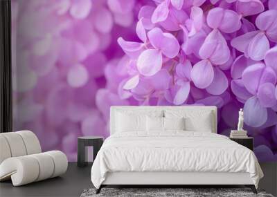  A tight shot of several lilac blooms, with the focal point on their centers, softly blurred around the edges Wall mural