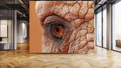  Close-up of an elephant's eye on a light brown background with a brown spot in the center Wall mural