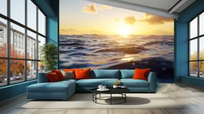  The sun sets over the ocean, its rays mirrored on the water's surface during a sunny day Wall mural