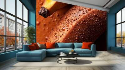  Two bananas atop a moist heap of brown matter with water droplets on the surface Wall mural