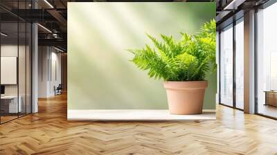  Two potted plants atop a windowsill against a backdrop of verdant foliage Wall mural