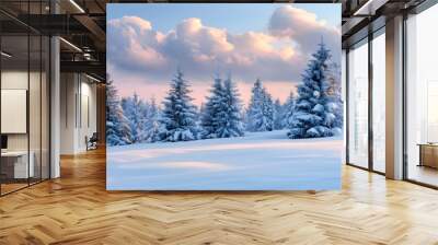 winter landscape with trees Wall mural