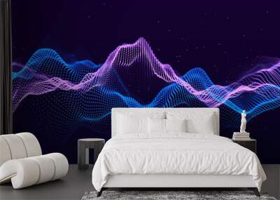 Abstract background of points. Falling cyber particles. Big data stream. 3d rendering Wall mural