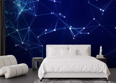 Abstract digital background of points and lines. Glowing plexus. Big data. Network or connection. Abstract technology science background. 3d rendering Wall mural