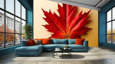 Golden retro autumn background image with autumn leaves (21) Wall mural