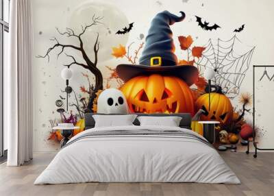 halloween background with pumpkin Wall mural