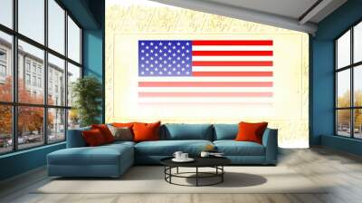 The United States of America FLAG on Original Vintage Paper, isolated on White Background, particular gradient edges and space for your Text Wall mural