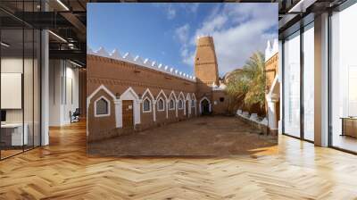 historical fulaigiyeh mosque made of mud brick, ushaiqer, saudi arabia Wall mural