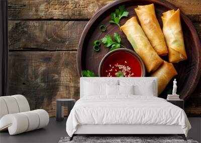 Crispy Spring Rolls with Dipping Sauce Wall mural