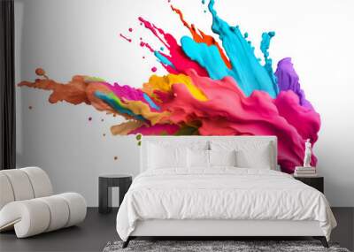 Colorful rainbow holi paint splash, color powder explosion, AI generated image Wall mural