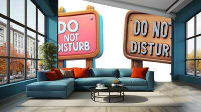 A set of colorful 'Do Not Disturb' signs in various styles, perfect for use in hospitality, work environments, and personal spaces. Wall mural