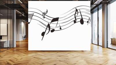 musical notes on a white background. musical concept, art sound element black background isolate Wall mural