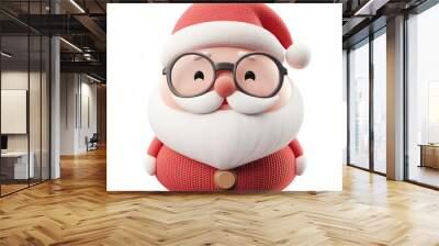 A 3D cartoon Santa isolated on a white background Wall mural