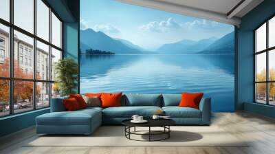 New Horizon minimalism, Norwegian nature, sky blues and whites Wall mural