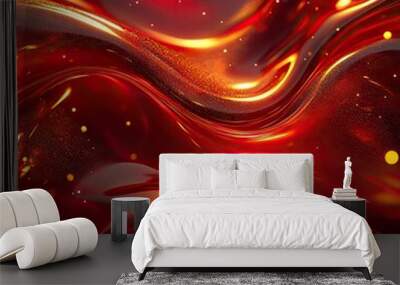 Red and gold wave abstract background Wall mural