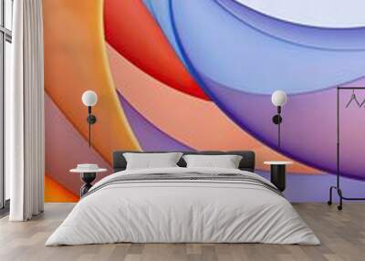 right and colorful circular design of orange, blue and purple,  Wall mural