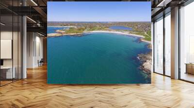 Aerial view of Bailey Beach at the end of Cliff Walk in city of Newport, Rhode Island RI, USA. Wall mural