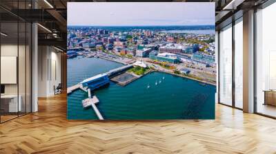 Aerial view of Portland Old Port and Fore River in downtown Portland, Maine ME, USA.  Wall mural