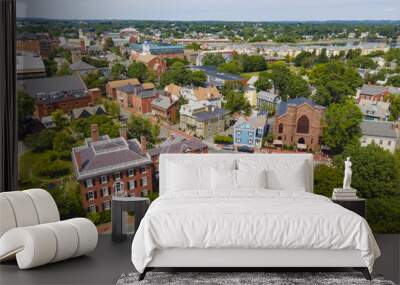 Aerial view of Salem historic city center including Salem Witch Museum in city of Salem, Massachusetts MA, USA.  Wall mural