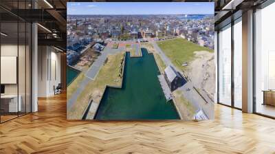 Aerial view panorama of Custom House in Salem Maritime National Historic Site in city of Salem, Massachusetts MA, USA.  Wall mural