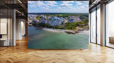 Atlantic district aerial view along the coast near Nantasket Beach in historic town center of Hull, Massachusetts MA, USA.  Wall mural