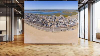 Hampton Beach panorama aerial view including historic waterfront buildings on Ocean Boulevard and Hampton Beach State Park, Town of Hampton, New Hampshire NH, USA. Wall mural