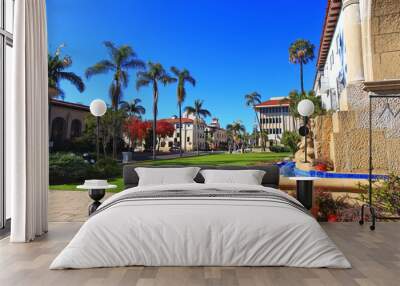 Historic Anacapa Street at E Figueroa Street near Santa Barbara County Courthouse with Santa Ynez Mountains at the background in historic downtown of Santa Barbara, California CA, USA.  Wall mural