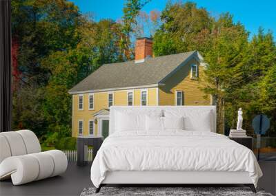 Historic Colonial Style building at 2 Sandy Point Road in historic town center of Lincoln, Massachusetts MA, USA.  Wall mural