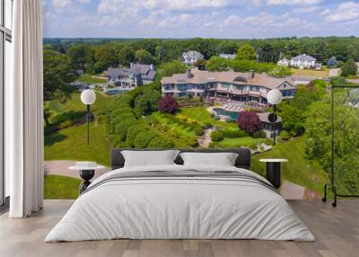 Historic waterfront mansions aerial view at North Hampton State Beach in summer in town of North Hampton, New Hampshire NH, USA.  Wall mural