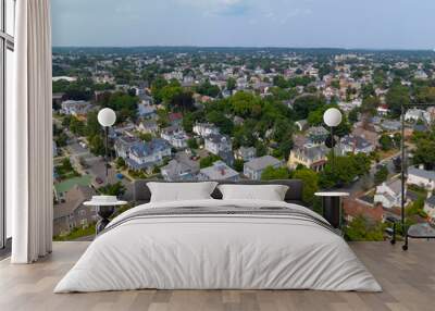 Lynn historic residential houses aerial view on Ocean Street at Nahant Street in Lynn city, Essex County, Massachusetts MA, USA.  Wall mural