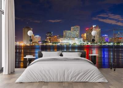 New Orleans skyline at twilight on Mississippi River in New Orleans, Louisiana, USA. Wall mural