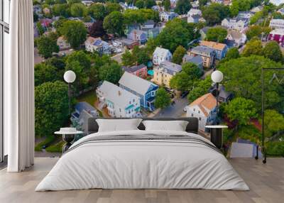 Old residence buildings aerial view in historic city center of Salem in Massachusetts MA, USA.  Wall mural