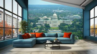 United States Capitol Building aerial View in Washington, DC Wall mural