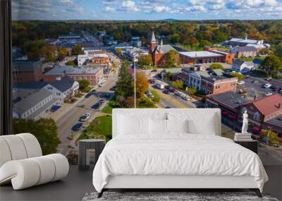 Walpole historic town center aerial view including Old Town Hall and Town Common, Walpole, Massachusetts MA, USA.  Wall mural