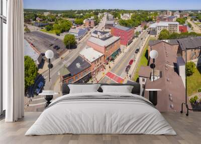 Woonsocket Main Street Historic District panorama aerial view in downtown Woonsocket, Rhode Island RI, USA. Wall mural