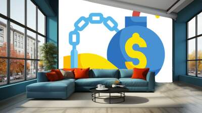 debt flat icon Wall mural