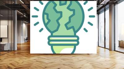 lightbulb blue line icon Wall mural