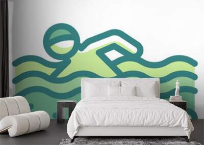 swimming blue line icon Wall mural