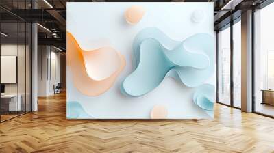 A series of abstract shapes and lines in various colors, including blue, orange Wall mural