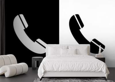 black and white telephone icon Wall mural