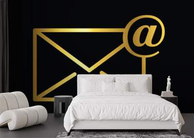 gold E mail, envelope icon  vector illustration design logo template flat style trendy collection Wall mural