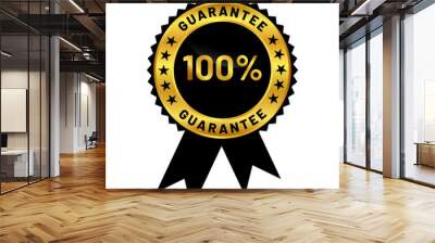 satisfaction guaranteed badge design in gold color Wall mural