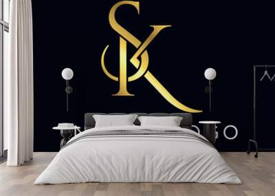 SK Elegant Luxury Initial Letter Logo Template Wall mural