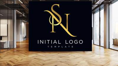 SN Elegant Luxury Initial Letter Logo Template Wall mural