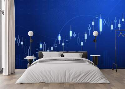 Forex and stock exchange chart vector illustration. Japanese candle stick graph of stock market trading. Finance and forex trade background Wall mural