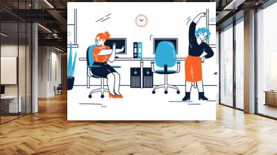 People employee office worker training at workplace vector illustration Wall mural