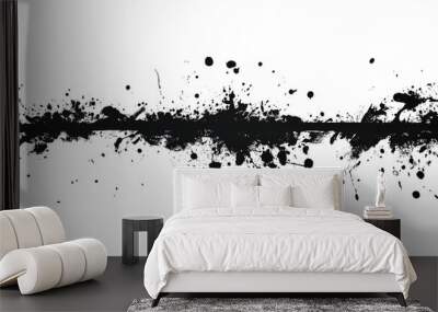 A long horizontal line of ink splashes on white paper, Wall mural