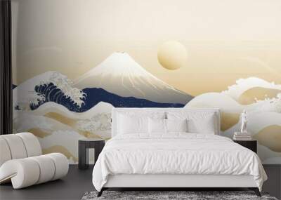 Abstract illustration of a traditional Japanese landscape. Wall mural