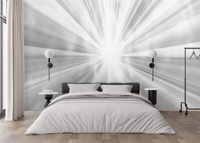 Abstract white background with rays of light and sunbeams Wall mural